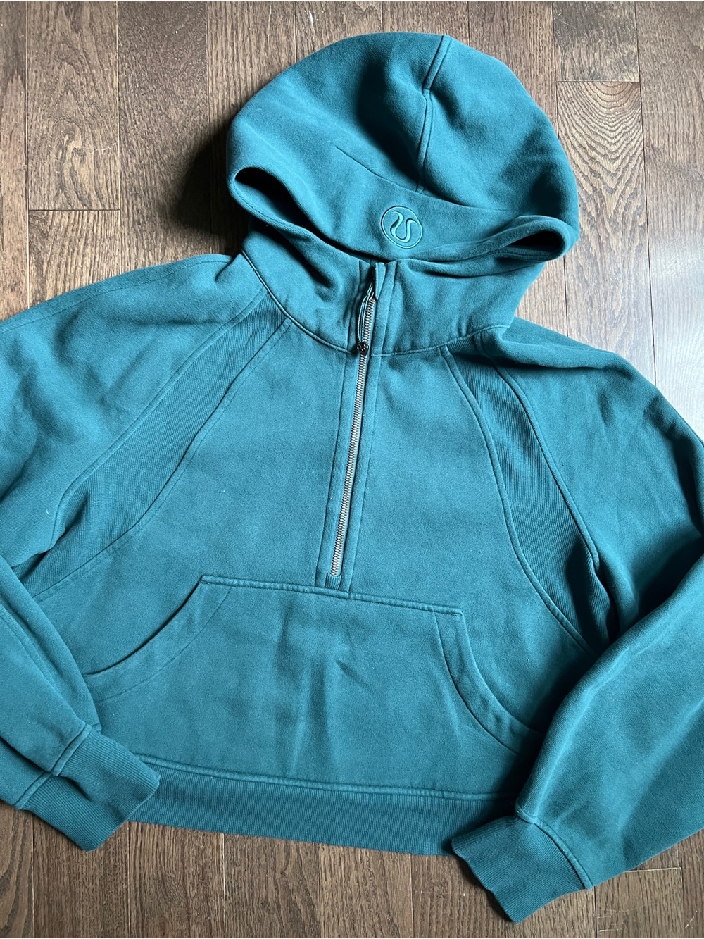 lululemon athletica dark green Half-Zip scuba Hoodie Sweater size m/l